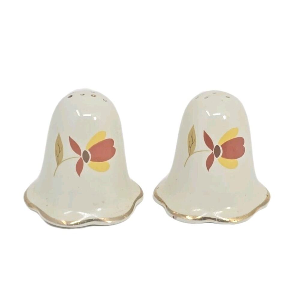 Hall Jewel Autumn Leaf Ruffled Salt Pepper Shaker Set PB76